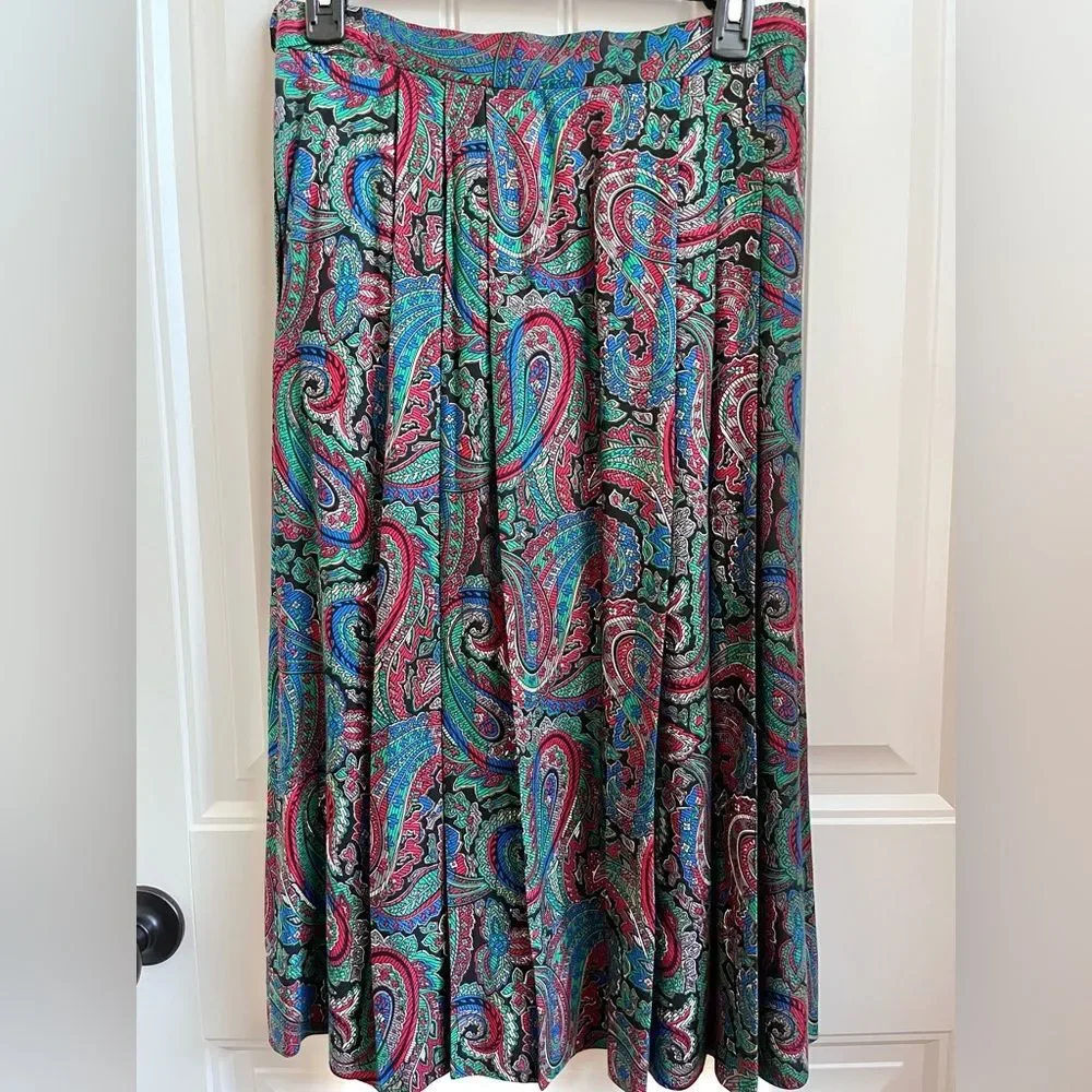 90s Pendleton Sophisticates VINTAGE Midi Skirt Paisley Pattern Pleats size Small